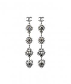 Earrings, metal, natural stones, cultured freshwater pearls & diamanté , silver, blue, pearly white & crystal - CHANEL