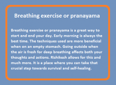 Breathing exercise or pranayama is a great way to start and end your day. Early morning is always the best time. The techniques used are more beneficial when on an empty stomach. Going outside when the air is fresh for deep breathing affects both your thoughts and actions. Rishikesh allows for this and much more. It is a place where you can take that crucial step towards survival and self-healing.
https://bookyogatherapy.com/