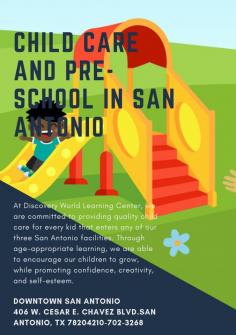 Discovery World Learning Center provides the best child care and Pre-school in San Antonio, with three convenient locations. Learn what makes us different, call us today!