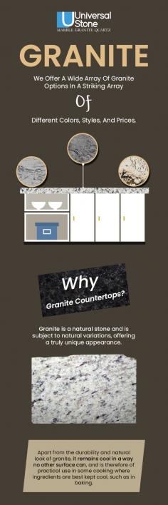 Get in touch with Universal Stone to buy quality granite countertops in Charlotte, NC. We stock a wide range of granite countertops in a variety of color, style, and price options. 