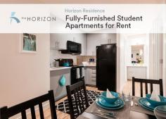 Horizon Residence offers fully-furnished student apartments for rent near Grant MacEwan University Edmonton, Alberta. Our suites are modern, bright and available in 2, 3 or 4-bedroom layouts.