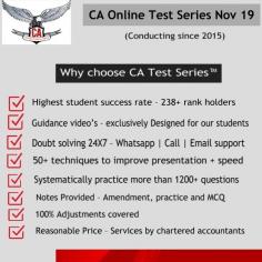 CA Test Series designs test series specially to make students prepared and qualify the CA IPCC, Inter and final exam. We also provide the CA test series for previous years. Join us today and clear your CA Exams in first attempt!! 