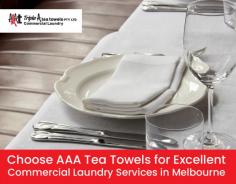 Get in touch with AAA Tea Towels for all-in-one laundry services in Melbourne like washing, ironing, dry cleaning and more. We specialise in laundry of staff uniforms, towels, sheets, table clothes, teatowels, chefs uniforms, waiters, jackets, aprons, and sports uniforms.