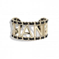 Cuff - Gold & Black - Metal & Lambskin 