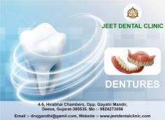 If you are self-conscious about missing teeth, struggling with pronunciation or chewing difficulties, dentures are a great option. Call at ￼+91 9824273056 or visit us at jeetdentalclinic.com to book a Appointment with us.