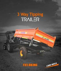 Fieldking LOADMAXX 3 Way Tipping Trailer
with wide Tubeless Tyre's for better towing and loading stability with 3 way tipping mechanism for easy unloading of goods.