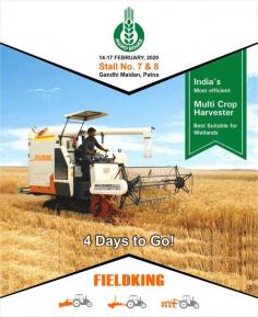 Fieldking Multi Crop Harvester The Most innovative Harvester for Wetlands best suitable in harvesting a variety of crops Wetland Harvesting.  Efficiency, visibility and comfort are the main key aspects of fieldking agricultural machinery.  Check the link