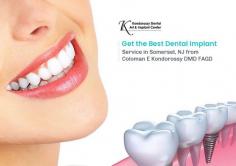 Get your missing teeth solution in Somerset, NJ from Dr. Coloman E Kondorossy DMD FAGD. Our dental implant looks so real because it comes through the gums just like the original teeth. Also, people with no teeth can go for dental implants, the best alternative for sliding dentures. Schedule your appointment today! 