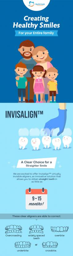 Get in touch with North Creek Dental Care for getting the best Invisalign treatment that allows you to obtain straight teeth in as little as 9 - 15 months. Invisalign is easy to remove, so patients can eat and drink during treatment. Invisalign is easy to remove, so patients can eat and drink during treatment. For more details, visit our website. 