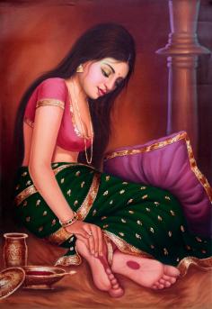 Get Oil Painting of Young Maiden Paints Her Soles by Exotic India Art

A young maiden sits in the privacy of her chamber. She has had a long day, perhaps spent in the kitchen in order to welcome the evening guests. They would arrive any moment now, and her mother has sent her beautiful daughter to her room in order to do her hair and paint her palms and soles with alta. As such, the freshly applied dye would give off the most vibrant colour against her roseate skin.In parts of India, it is customary for young ladies to don the alta on the occasion of having prospective grooms visiting her with their respective families.

Visit for Product: https://www.exoticindiaart.com/product/paintings/young-maiden-paints-her-soles-OV68/

Oils: https://www.exoticindiaart.com/paintings/Oils/

Paintings: https://www.exoticindiaart.com/paintings/