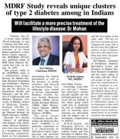MDRF Study reveals unique clusters of type 2 diabetes among in Indians.

For More Details: https://www.drmohans.com/
