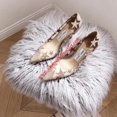 Jimmy Choo Lisha 85 PVC And Leather Pumps With Crystals Nude