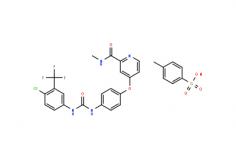 Product Name: Sorafenib Tosylate

Product Code: TY2018008
Cas No.: 475207-59-1
Molecular Formula: C21H16ClF3N4O3.C7H8SO
Molecular Weight: 637.03