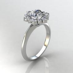 Snowflake Halo Round Cut Moissanite Engagement Ring