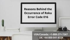 Is your Roku shows you Error code 016? You are able to connect to the Roku device. There are multiple Reasons for the occurrence of Roku error code 016.It basically occurs when you try to launch or stream any of the channels on Roku channel and due to interruptions in your connection it stops streaming. https://smart-tv-error.com/roku-error-code-016