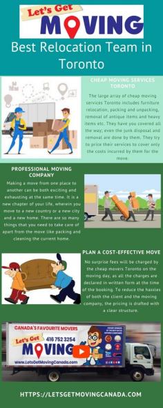 Let’s Get Moving is the best moving and packing company in Toronto Ontario. We offer professional moving and packing services for residential and corporate clients. For more details and information about Let’s Get Moving you can visit at https://letsgetmovingcanada.com