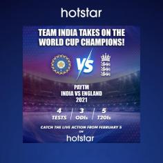 Watch India VS England 2021 on Hotstar USA. Subscribe to Hotstar USA using coupon code STAR2021.