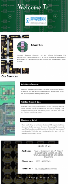 Shenzhen Shuoqiang Electronics Co. Ltd. is one of the largest providers of CNC PCB in Shajing. We provide Cnc PCB, Easy PCB and layer PCB reasonable price. For more info visit our website or Contact us now at Flool1, Building2, No.17, Road2, Xin'erzhuang village, Shajing town, Bao'an district, Shenzhen city, China.


http://www.pcbsmart.com/en/Product/Recommend/cnc-pcb.html