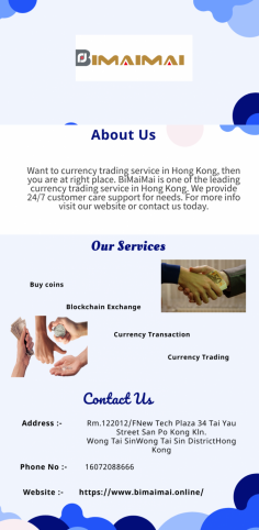 Looking for currency transaction in Hong Kong, then you are at right place. BiMaiMai is one of the leading currency transaction company in Hong Kong. For more info visit our website or contact us now!


https://www.bimaimai.online/