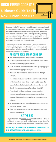 Showing error messages as "trouble connecting to the internet" - Fix this issue with the help of our experts guide and get to know more about us. To reach us, Dial Toll-Free +1-888-271-7267 and solve various Roku Issues.