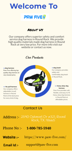Are you looking for pet safe, easy walk harness in Round Rock, then you are at right place. Our company offers high quality pet safe, easy walk harness in Round Rock at affordable prices. For more info visit our website or contact us now at 2590 Oakmont Dr #321, Round Rock, TX 78665.


https://www.paw-five.com/products/easy-walk-no-pull-dog-harness
