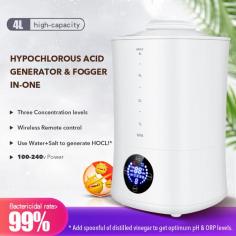Hypocholorous Acid Maker and Fogger in one. Produces 3 concentration Levels. Built in timer. Remote included!

Portable and convenient 4L volume Hypocholorous Acid Maker & Fogger in-one