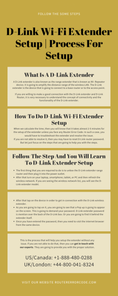 If your router has trouble regarding D-Link Wi-fi Extender Setup? No need to worry any help: our experts are 24*7 available hours for you. Get in touch with our experts for the best service and quickly set up the router. Just dial Router Error Code toll-free helpline numbers at USA/Canada: +1-888-480-0288 and UK/London: +44-800-041-8324.