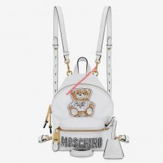 Moschino Brushstroke Teddy Bear Mini Backpack White