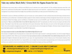 Can I Pay Someone To Take My Online Green Belt Six Sigma Exam For Me? Yes, sure Assignment Kingdom is the best and right choice for your query. We have a team of online exam experts that can guarantee higher grades in your Green Belt Six Sigma Exam. We do not compromise on customer satisfaction as it is our foremost priority. Contact us now! 