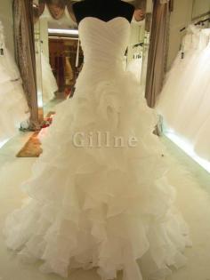 Abito da Sposa Cuore in Organza Senza Maniche Ball Gown Naturale