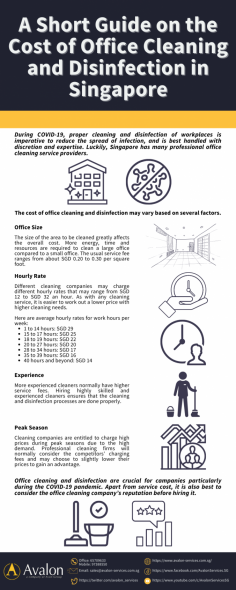 We know that office cleaning and disinfection can be difficult tasks that must be handled with discretion and expertise. This infographic guides you through the common factors affecting the overall cost of sanitising and disinfecting an office in Singapore.
