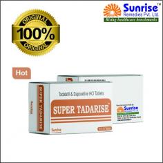 Super Tadarise is a tablet contains 20 mg of tadalafil and 60 mg of dapoxetine. Super Tadarise Tablets belongs to the group of phosphodiesterase inhibitors (PDE 5) used to treat erectile dysfunction, Premature Ejaculation or impotence.