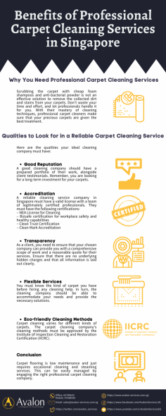 Check out the qualities of a reliable carpet cleaning company in Singapore that must have. This infographic highlights why you need professional carpet cleaning services.
