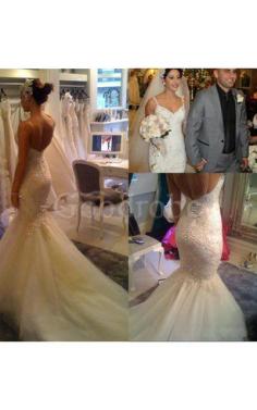 Robe de mariée chic luxueux v encolure v col profonde appliques