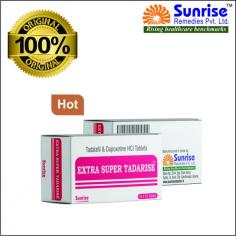 Extra Super Tadarise used for treating Erection Dysfunction and Premature Ejaculation problems. Tadalafil 40 Mg With Dapoxetine 60 Mg Products Manufactured by Sunrise Remedies.