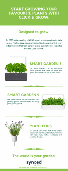 Meet the Smart Garden - Click and Grow. The gift that keeps on giving. Fully automated indoor gardens that grow herbs, fruits, vegetables and flowers 365 days a year. Grow real food, eat real good!

