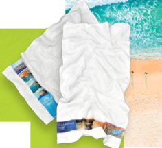 Are you searching for the best beach towel manufacturers in USA? Then you are at the right place. Your logo, theme, text or design can be printed in Full Color on the Border of these White Beach Towels.