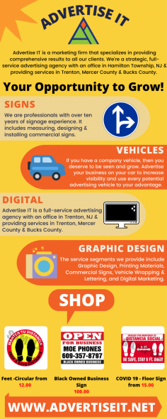 Best Business Advertising Bucks County  | Advertise IT
We’re a strategic, full-service advertising agency with an office in Trenton, NJ & providing services in Trenton, Mercer County & Bucks County. We pride ourselves on being the best and building connections within our community and local businesses advertising in the NJ/NY/PA area. Our goal is to provide our customers with successful methods and superb techniques to exceed their expectations, ultimately enhancing their sales and fostering growth. Talk to us at (609)496-1495 or visit our website: https://advertiseit.net/
