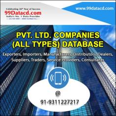 India's best destination for Get such numerous List, database, details & Directory of India Top Corporate, MNCs, Limited and Private Limited Companies Data from 99 Data CD. The database would be very useful for professionals who are looking for a list of such kinds of companies in Excel Format
Call us 91- 8587804924 / 91- 9350804427 & Download the sample Data @
https://www.99datacd.com/product/all-india-top-corporate-companies-data-cd.html
