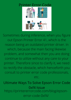 Ultimate Ways To Solve Epson Error Code 0xf4 Issue
Usually, in understanding, Epson Error Code 0xf4 is mutually confusing to the user. Since in printers when an ink cartridge is incompatible to the meanwhile in the execution of work, somewhat likewise, most reasons can include. In which, usually yet printer error code experts try to, several people are aware through online social media and other platforms. Which well-known enterprises in the USA and worldwide etc.https://printererrorcode.com/blog/epson-error-code-0xf4/

