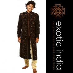 Black Wedding Art Silk Sherwani with Bead Work and Thread Embroidery

Black is the most evergreen color in the entire color palette, that goes well in all kinds of attires and functions; it has the inbuilt characteristic of highlighting a person’s inner beauty and features gracefully. When we look at the delicacy on this page, we automatically connect this garment as appropriate to be worn by the groom’s brother or the bride’s brother, for any heavy function, like a wedding or engagement. Having a fine art silk material, this sherwani is stitched in an appropriate length i.e. slightly below the knee length with a front half slit; borders with thin designer piping that also cover the high neck in elegant thread embroidery and corresponding beads placed in an alternate red and green shade.

wedding Silk Sherwanis: https://www.exoticindiaart.com/product/textiles/black-wedding-sherwani-with-bead-work-and-all-over-thread-embroidery-spa19/

Sherwanis: https://www.exoticindiaart.com/textiles/kurtapajamas/sherwanis/

Kurta Pajama: https://www.exoticindiaart.com/textiles/kurtapajamas/

Textiles: https://www.exoticindiaart.com/textiles/

#textiles #kurtapajama #sherwanis #weddingdress #silksherwani #weddingsherwani #handemrodiredsherwani #menswear