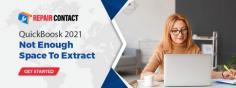 This error is caused from the software Installshield wizard QuickBooks 2021 Not Enough unable to extract the software contents to the Windows %temp% folder due to limited space. The other files Error: There is not enough space on drive C:\ to extract this package. QuickBooks Not Enough Space To Extract. The solution for this problem is to choose the other drive with available space for the installation, but if you contain only one drive then you need to create space in the same drive. Whether it is a phone or other operating system. If you are also getting this error then it means that your system has less than 1 GB space is available for the QuickBooks installation programs then, you get. Your system has only of free memory.  Source: https://www.repaircontact.com/quickbooks-2021-not-enough-space-to-extract.php

