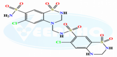 Hydrochlorothiazide EP Impurity C
Catalogue No. - VL80001
CAS No. - 402824-96-8
Molecular Formula - C15H16Cl2N6O8S4
Molecular Weight - 607.49
IUPAC Name - 6-chloro-N-[(6-chloro-7-sulphamoyl-2,3-dihydro-4H-1,2,4-benzothiadiazin-4-yl 1,1-dioxide )methyl]-3,