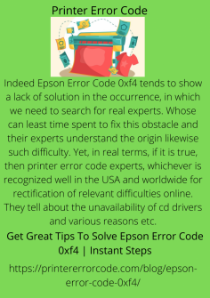 Get Great Tips To Solve Epson Error Code 0xf4 | Instant Steps
Indeed Epson Error Code 0xf4 tends to show a lack of solution in the occurrence, in which we need to search for real experts. Whose can least time spent to fix this obstacle and their experts understand the origin likewise such difficulty. Yet, in real terms, if it is true, then printer error code experts, whichever is recognized well in the USA and worldwide for rectification of relevant difficulties online. They tell about the unavailability of cd drivers and various reasons etc.https://printererrorcode.com/blog/epson-error-code-0xf4/

