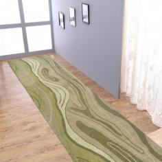 Hand Tufted Wool 2'6''x10' Runner Area Rug Abstract Green K00672