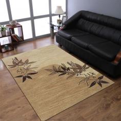 Hand Tufted Wool 5'x8' Area Rug Floral Light Brown K00905