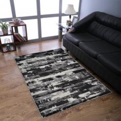 Machine Woven Heatset Polypropylene 9'x12' Area Rug Abstract Silver M00025