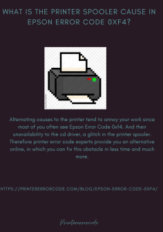 What Is The Printer Spooler Cause In Epson Error Code 0xf4?
Alternating causes to the printer tend to annoy your work since most of you often see Epson Error Code 0xf4. And their unavailability to the cd driver, a glitch in the printer spooler. Therefore printer error code experts provide you an alternative online, in which you can fix this obstacle in less time and much more.https://printererrorcode.com/blog/epson-error-code-0xf4/


