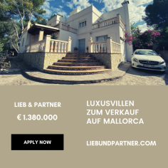 Suchen Sie ein breites Angebot an Mallorca Häusern und Wohnungen zum Verkauf? Lieb & Partner verfügt über ein kompetentes Team von Fachleuten, die Verbraucher begeistern, indem sie sie beim Kauf von neuen Häusern oder Investitionen unterstützen. Für weitere Informationen rufen Sie bitte (+49) 172 7696666 an.