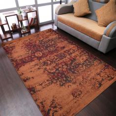 Machine Woven Heatset Polypropylene 5'x8' Area Rug Contemporary Orange M00034